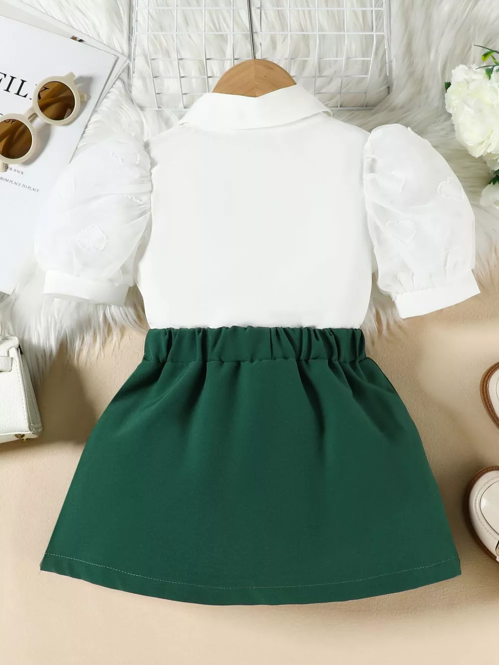 Children's Puff Sleeve Top & Skirt Set, image 12