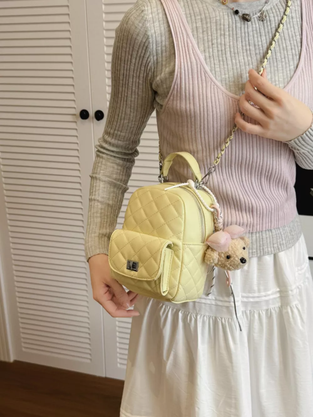 Quilted Mini Backpack Bag, image 2