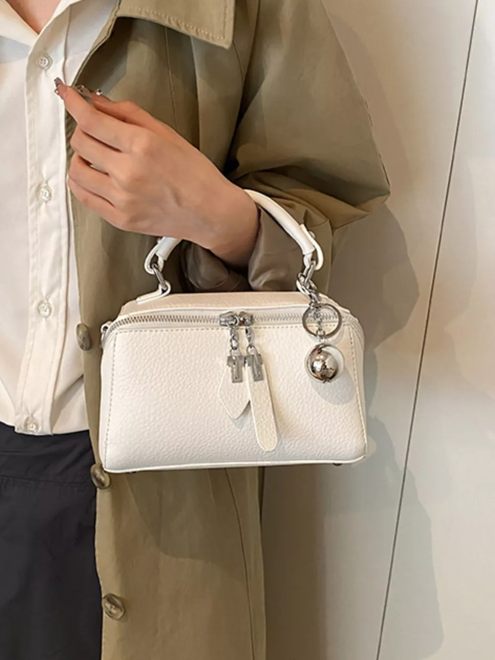 Textured Leather Handbag, image 12