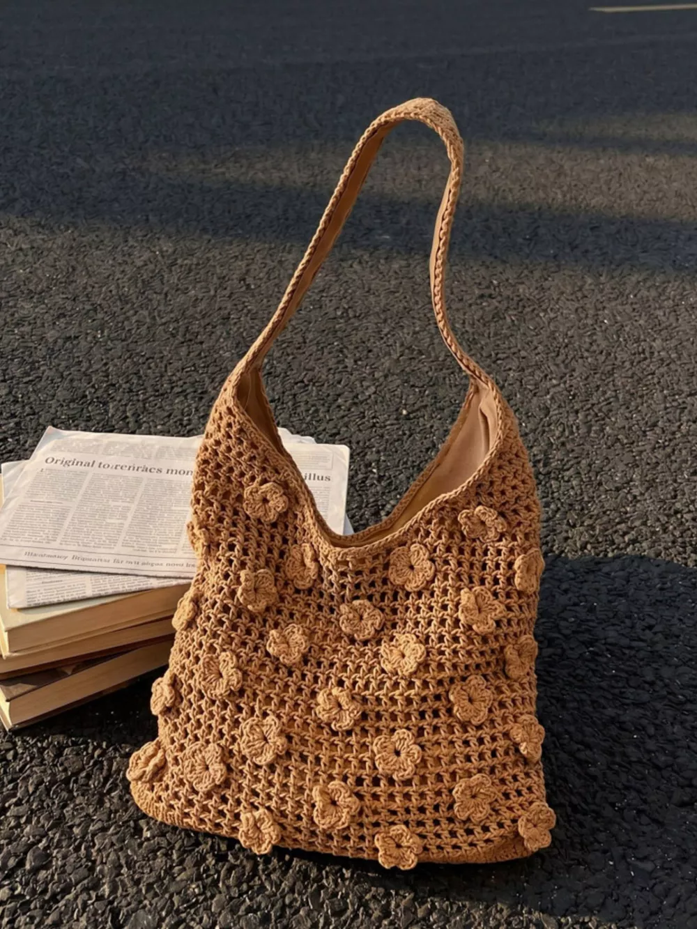 Crochet Floral Shoulder Bag, image 5