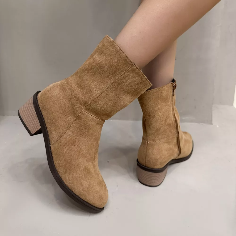 Round Toe Block Heels Ankle Boots, image 7
