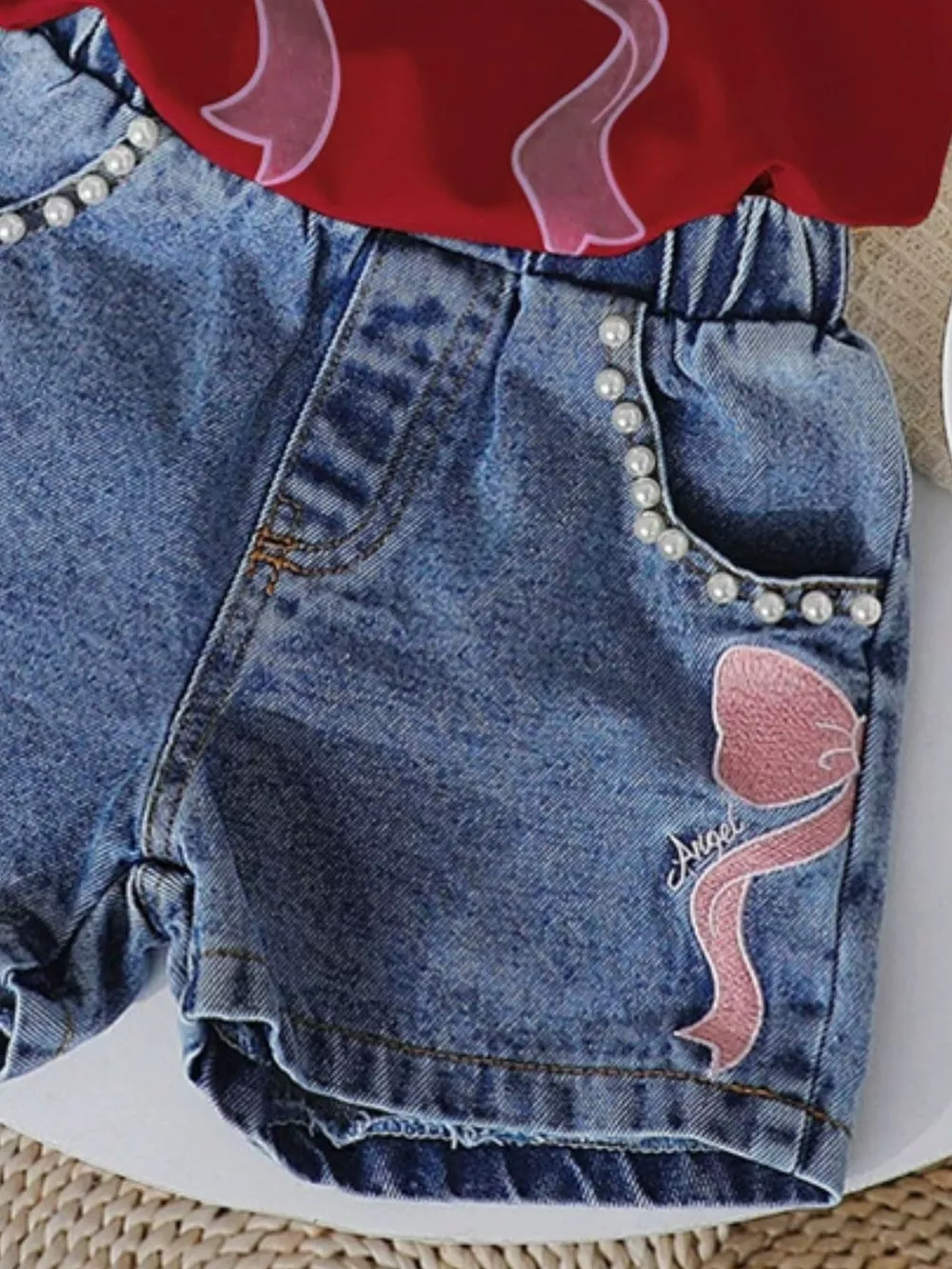 Children's Bowknot T-shirt and Denim Shorts Set, image 15