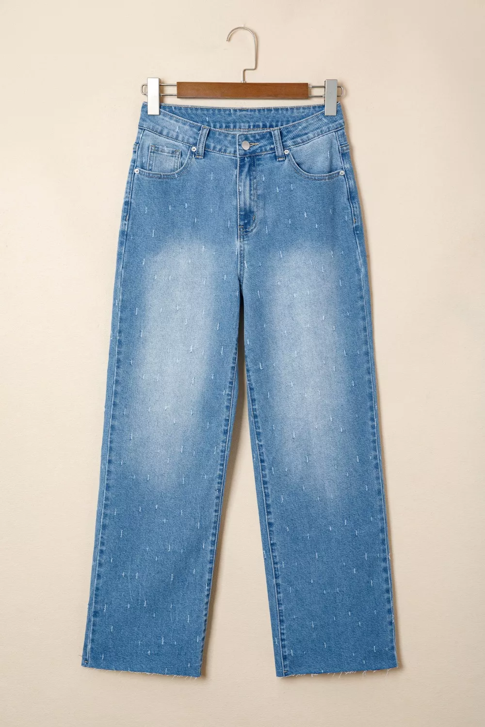 Distressed Detail Tummy Control Raw Hem Jeans, image 6