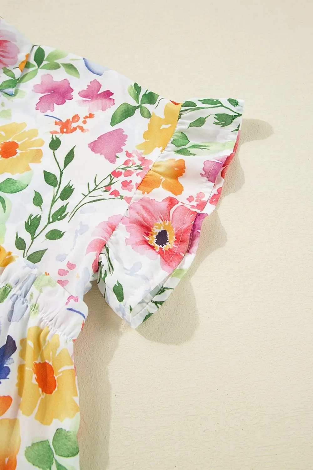 Floral Boxy Fit Ruffled Short Sleeve Blouse, image 9