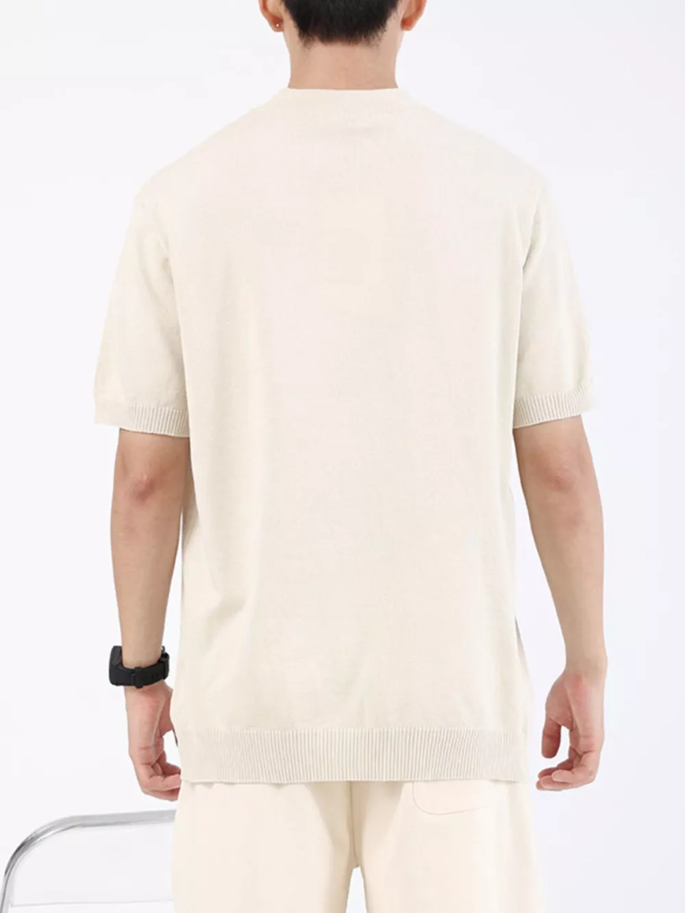 Men's Plus Size Mock Neck Knitted T-Shirt, image 2