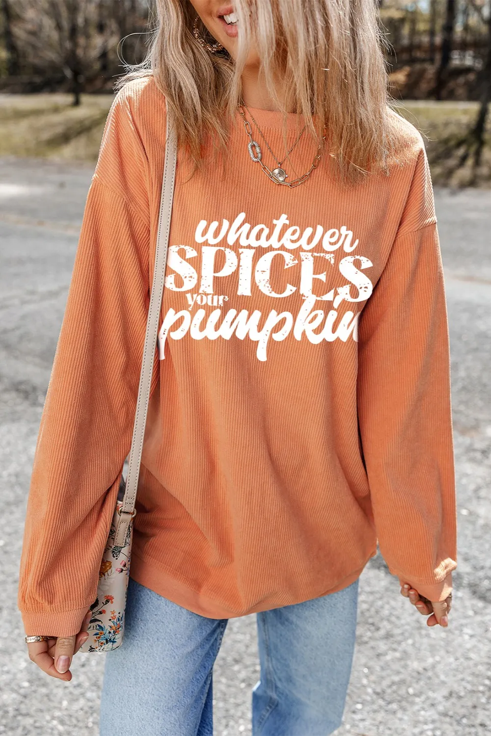 Letter Graphic Round Neck Long Sleeve Oversize Sweatshirt, image 5