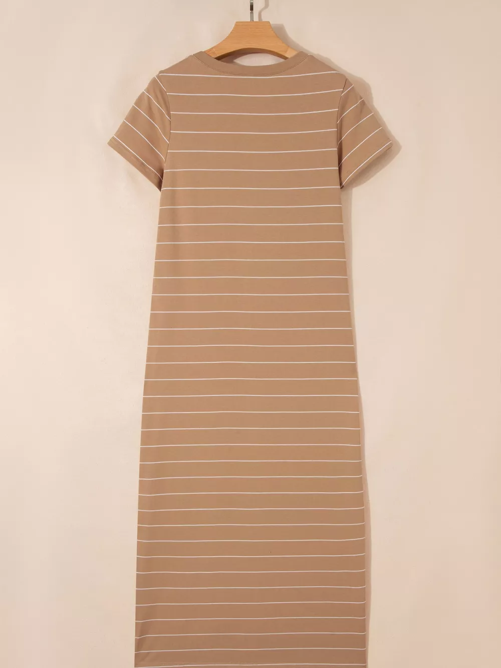 Stripe Short Sleeve Side Slit Maxi T Shirt Dress, image 6