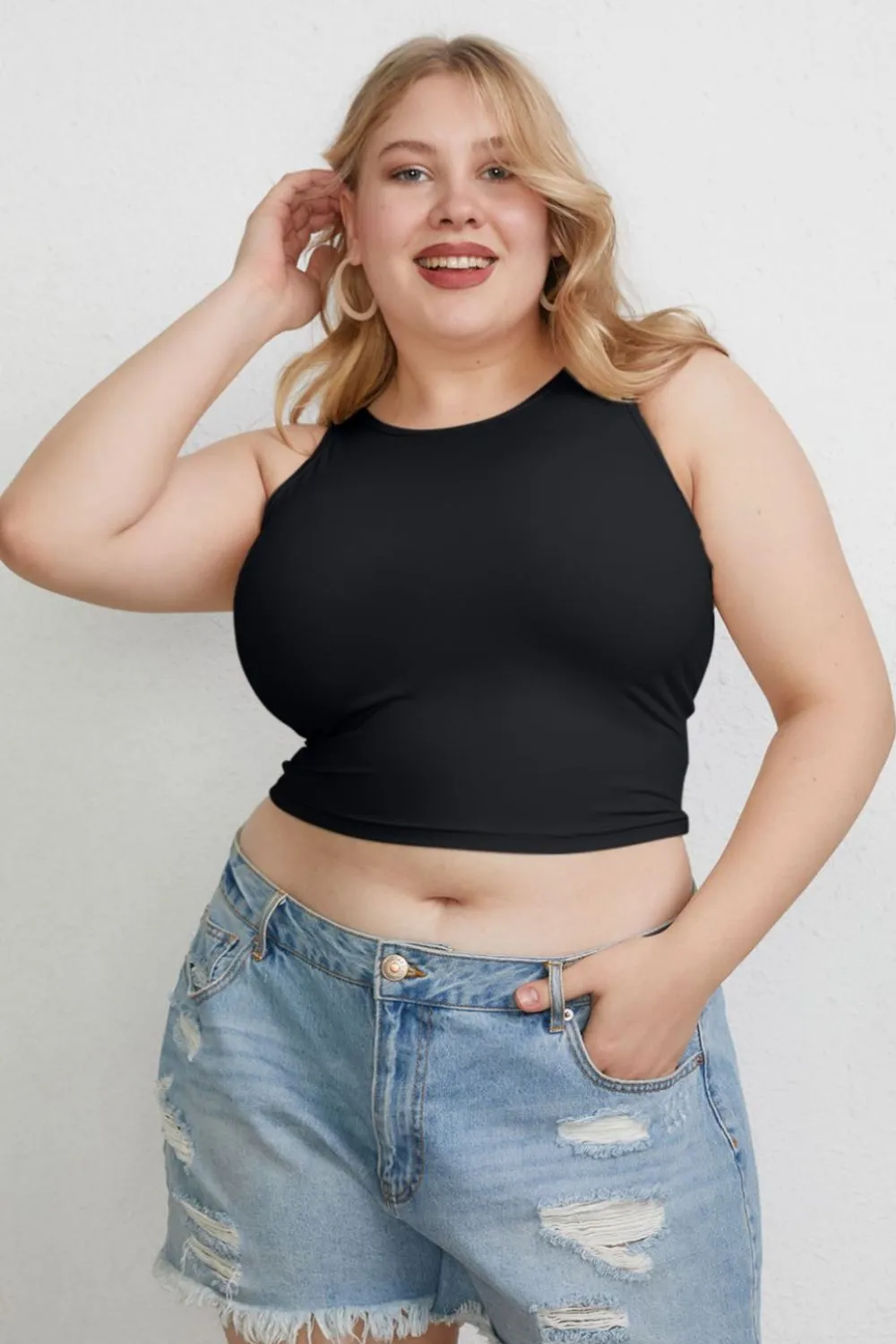 Full Size Round Neck Slim Tank, image 17