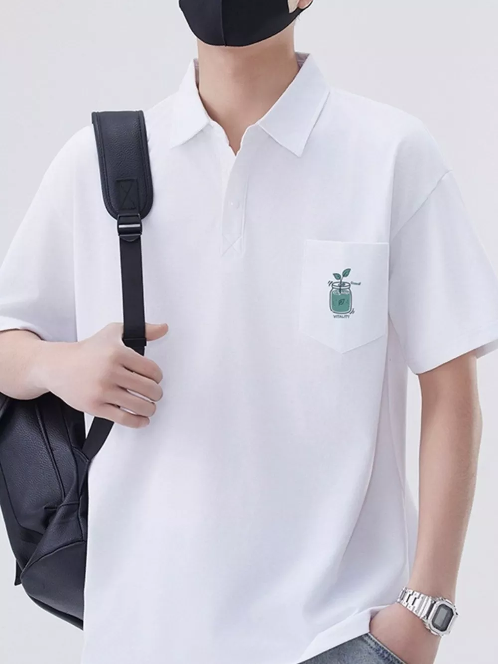 Men's Plus Size Button Detail Short Sleeve Polo, image 7