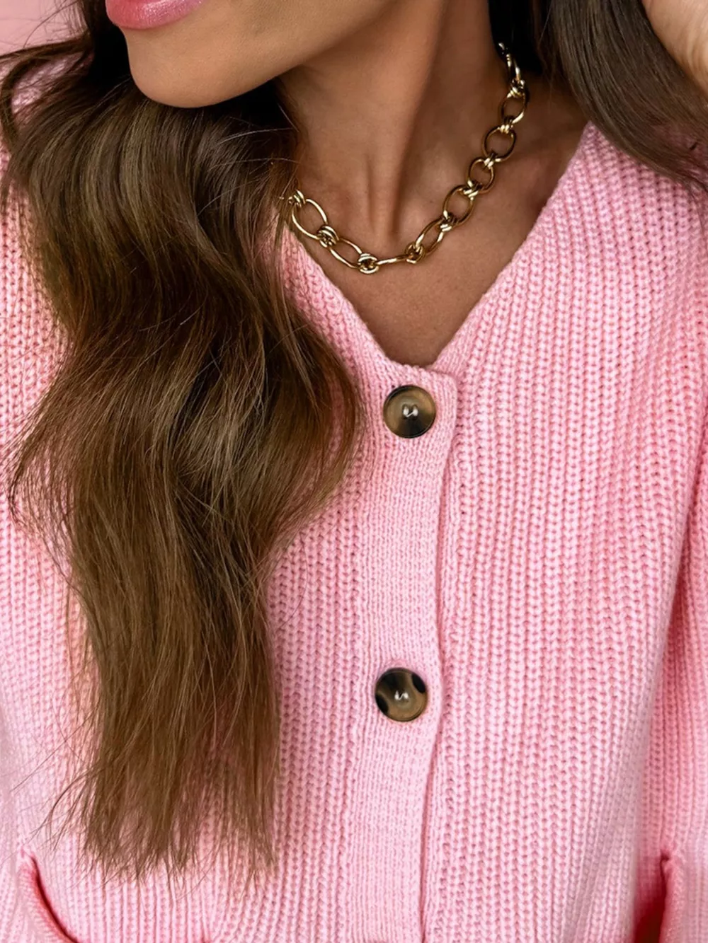 Solid Color Knit V Neck Button Front Sweater Vest, image 5