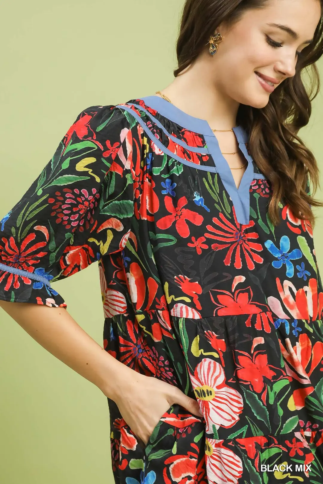 Floral Tiered Puff Sleeve Dress, image 4