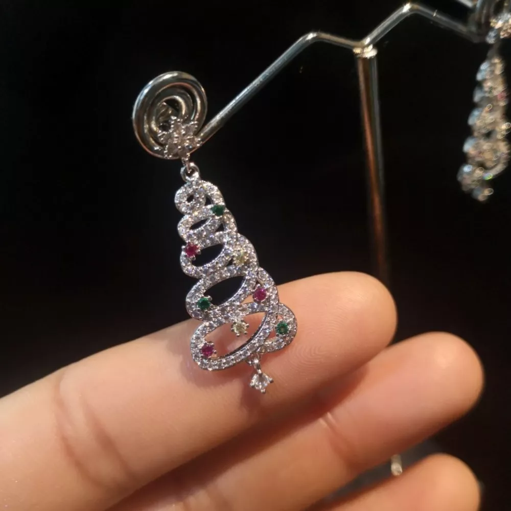 Christmas Tree Dangle Earrings, image 4