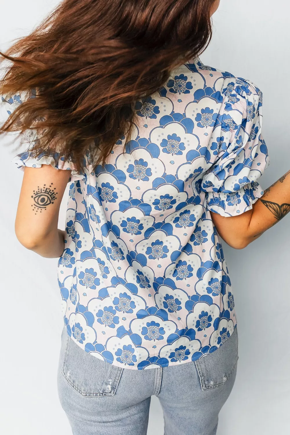 Floral Print Puff Sleeve Blouse, image 2