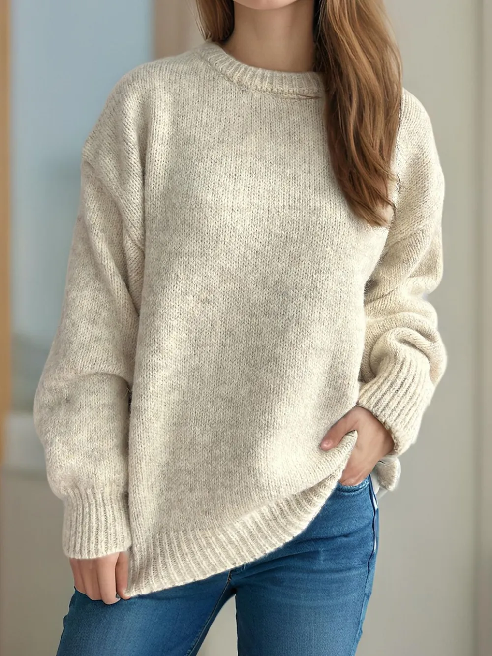 Round Neck Long Sleeve Sweater, image 2