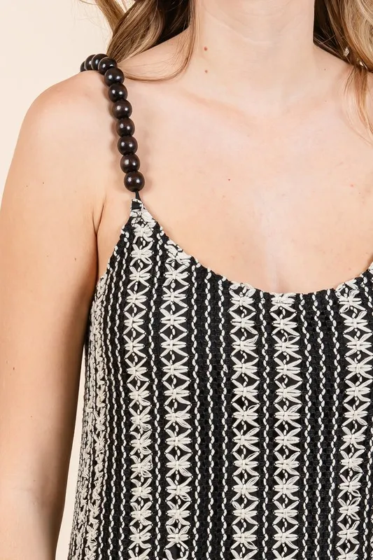 Plus Size Striped Scoop Neck Beaded Strap Maxi Cami Dress, image 6