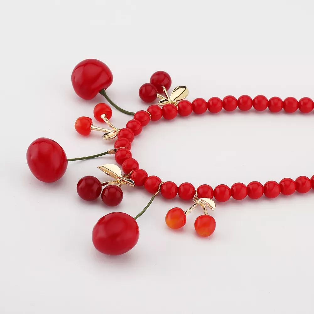 Cherry Beaded Charm Necklace, image 5