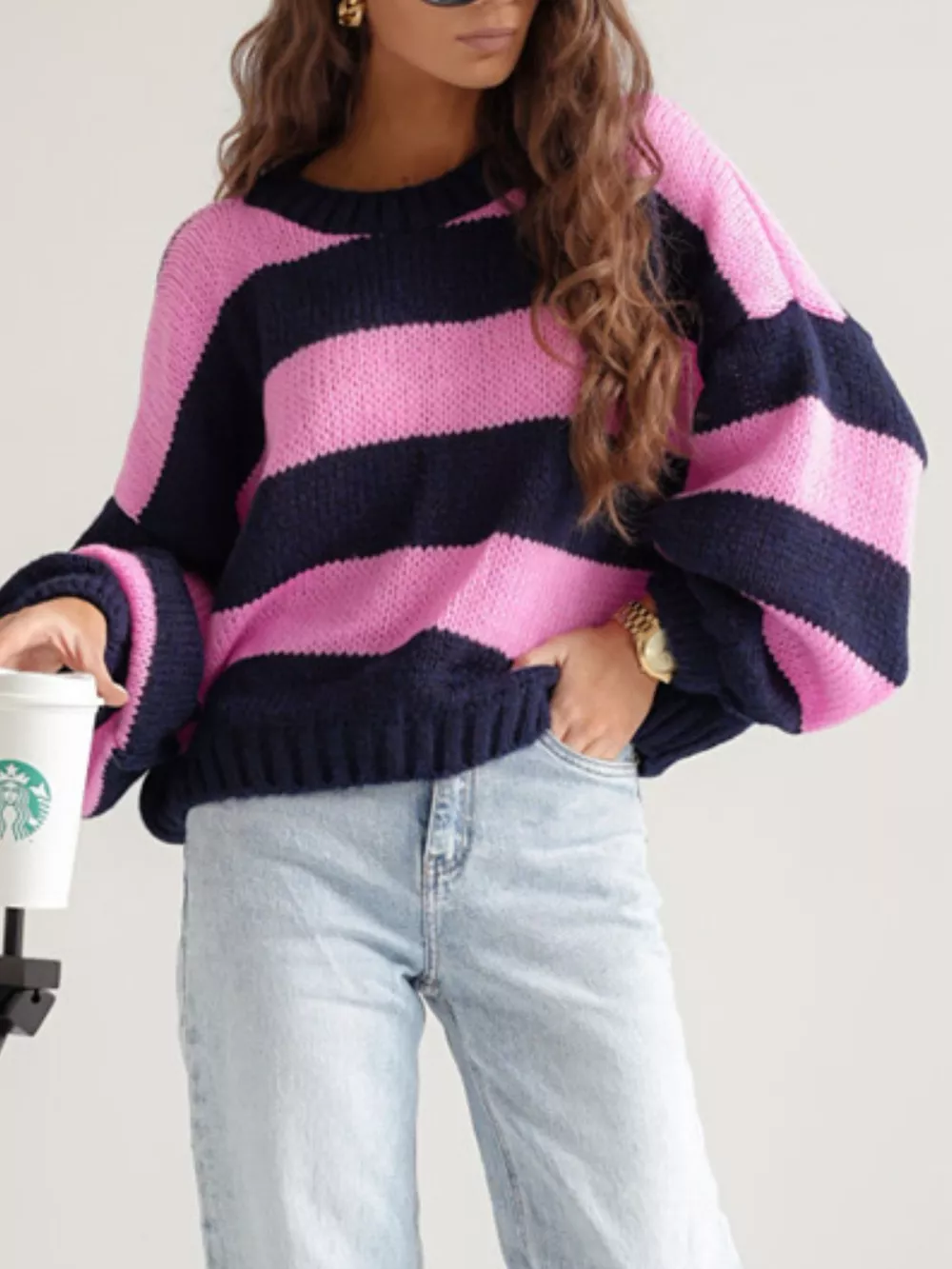 Striped Dropped Shoulder Sweater, image 7