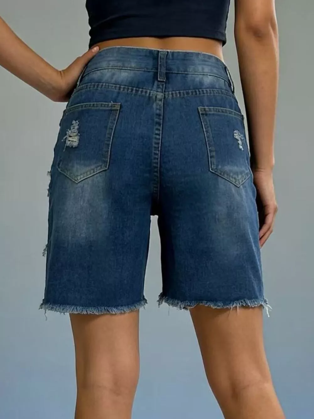 Full Size Ripped Frayed Hem Denim Shorts Plus Size, image 11