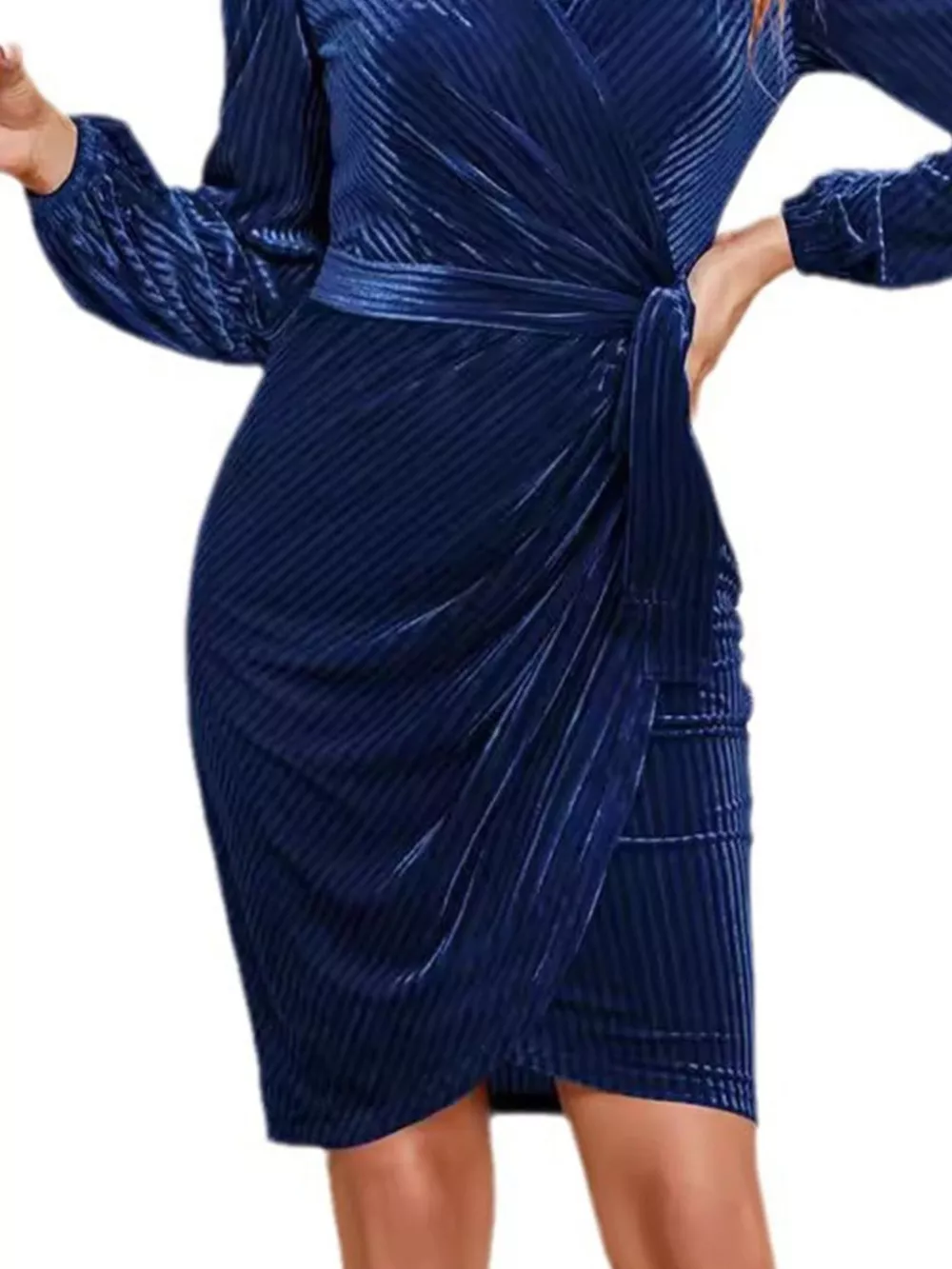 Surplice Long Sleeve Tie Waist Dress, image 8