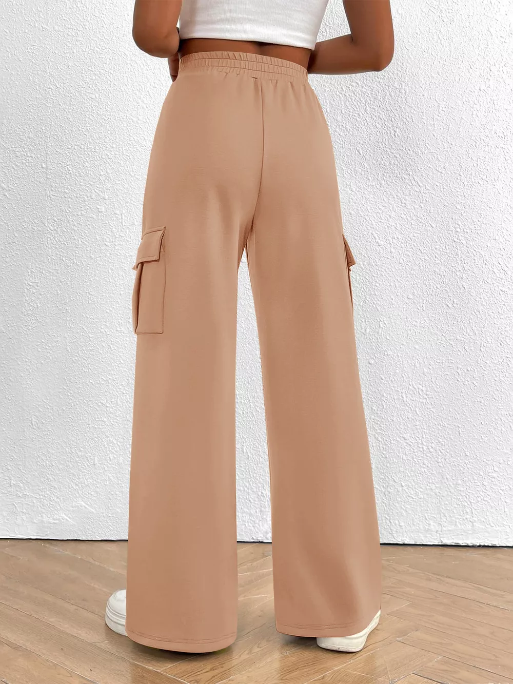 Casual High Waist Cargo Pants with Drawstring, image 5