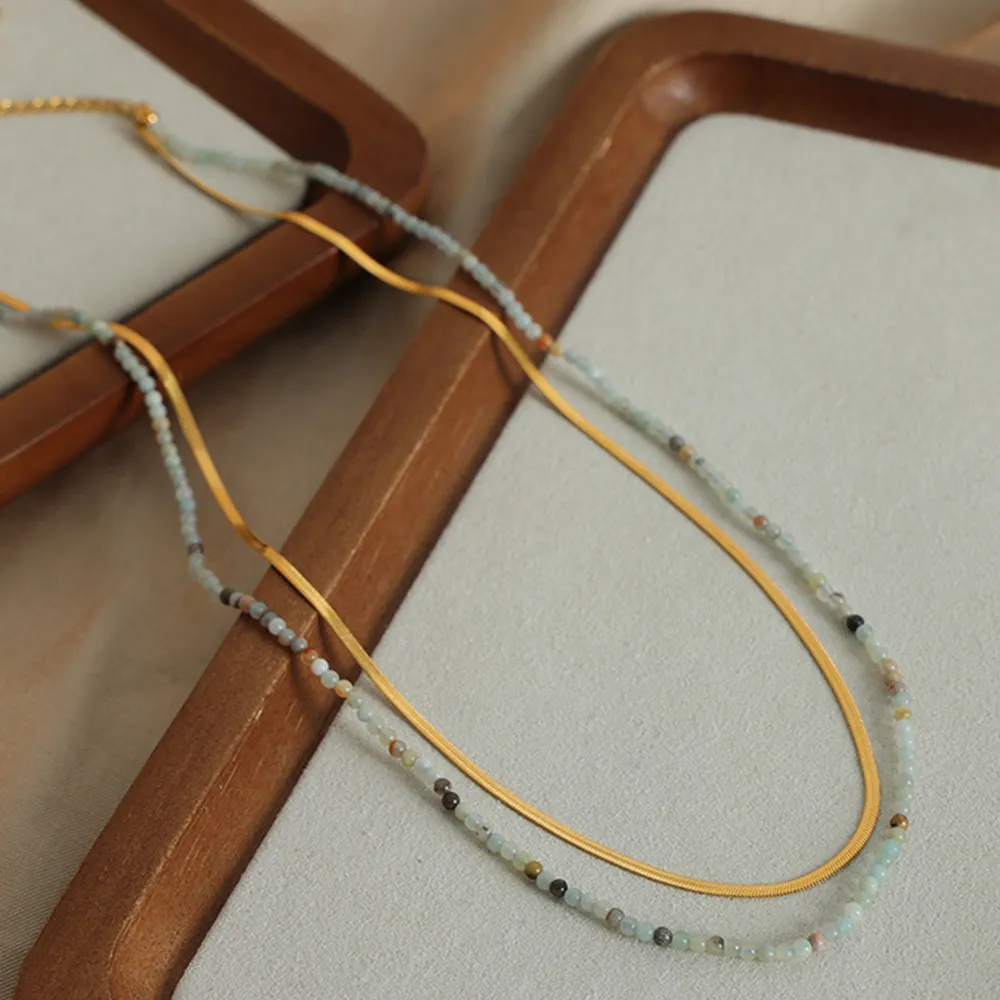 Beaded Titanium Steel Double-Layered Necklace, image 4