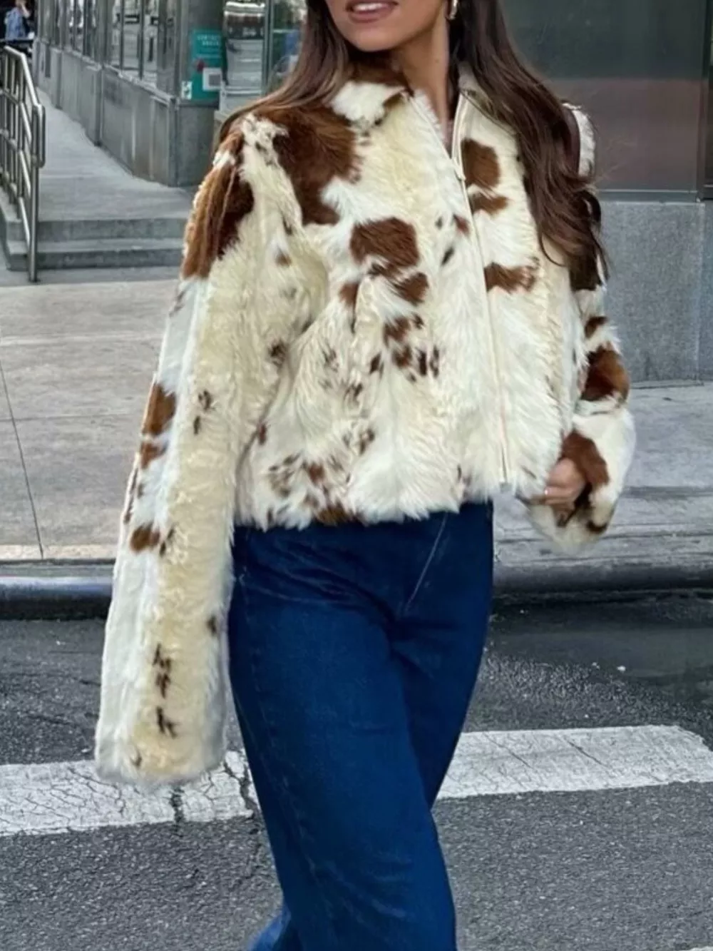 Faux Fur Zip Up Cropped Outerwear, image 5