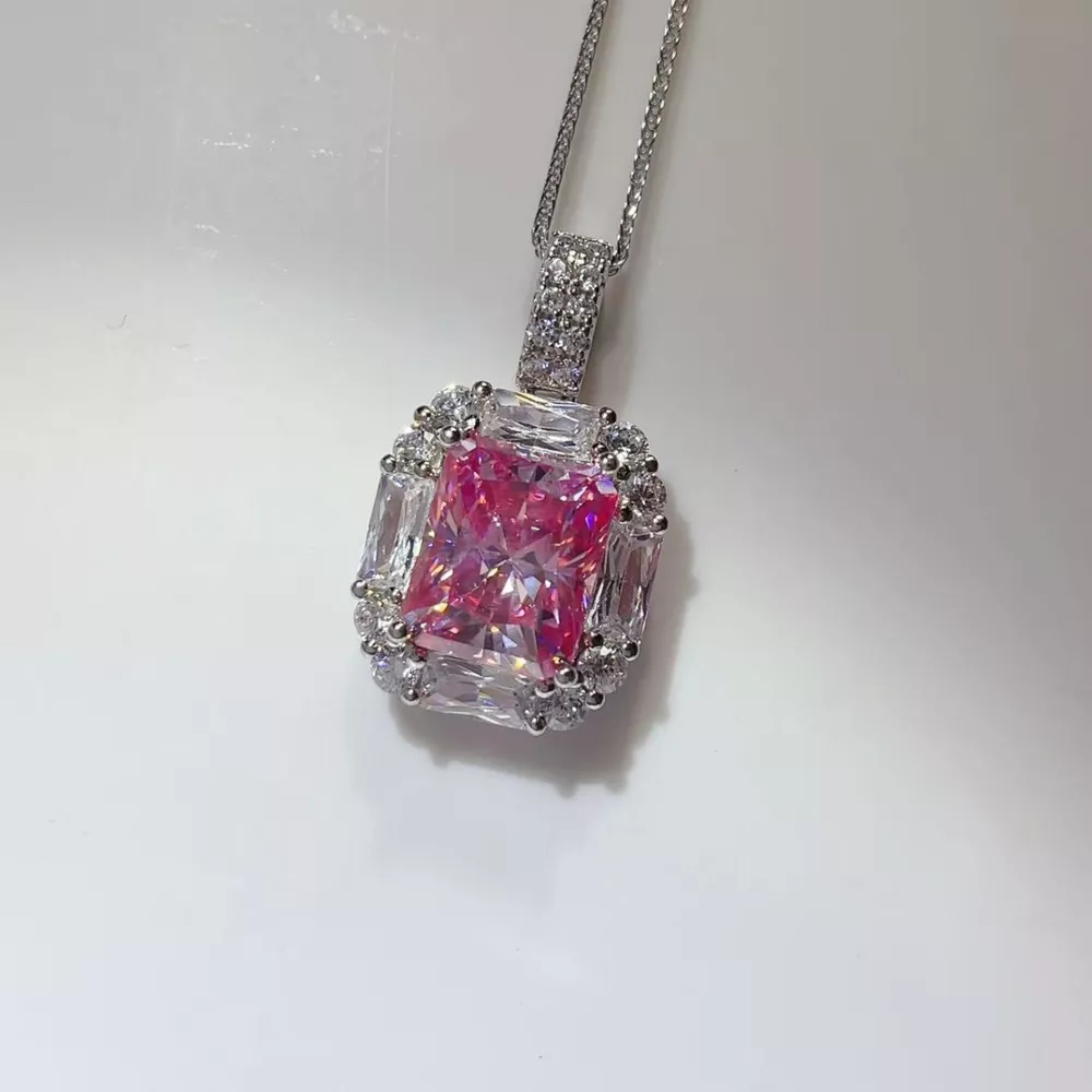 5 Carat Moissanite 925 Sterling Silver Pendant Necklace, image 4