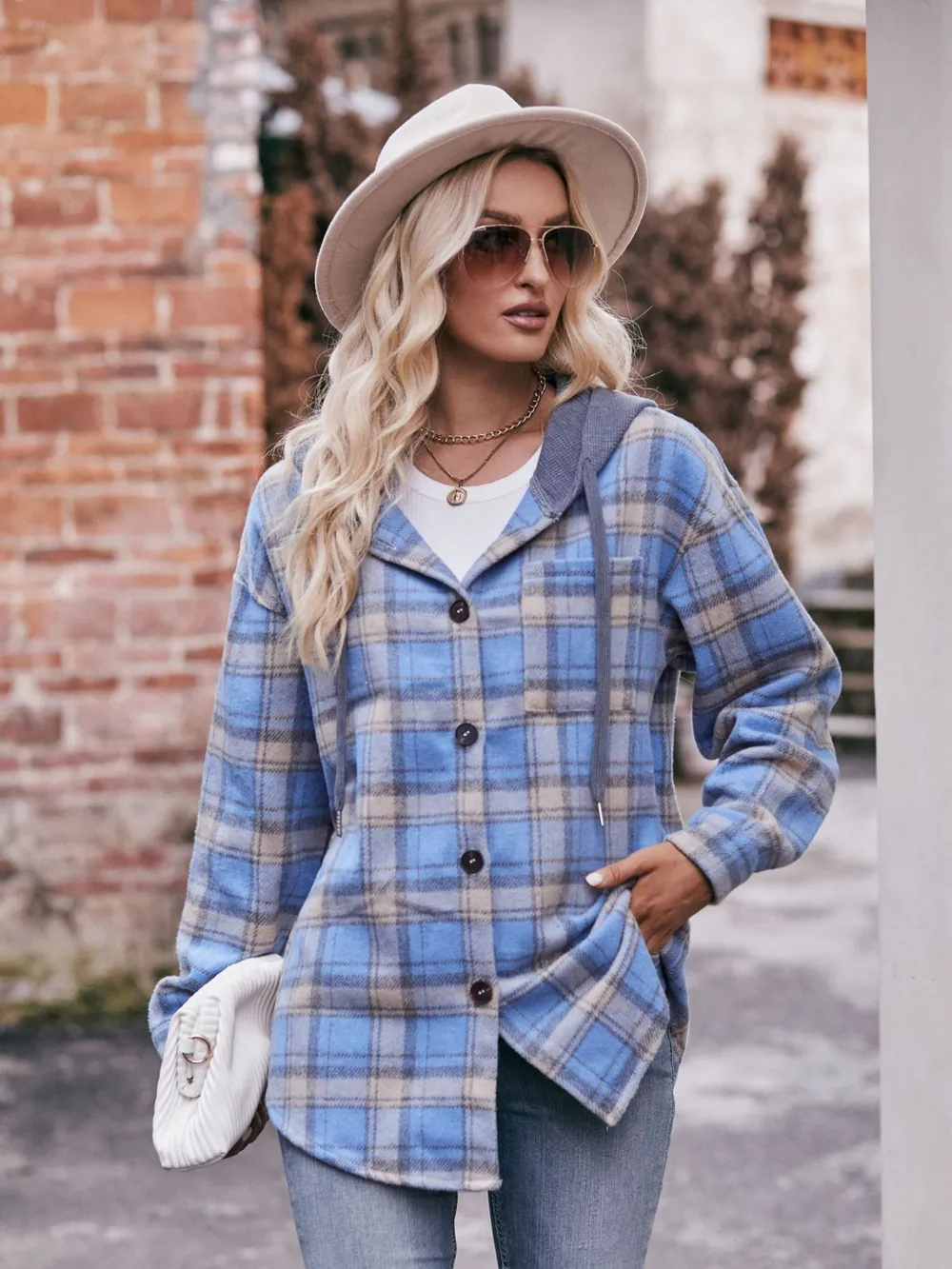 Oversized Plaid Button Up Shacket, image 20