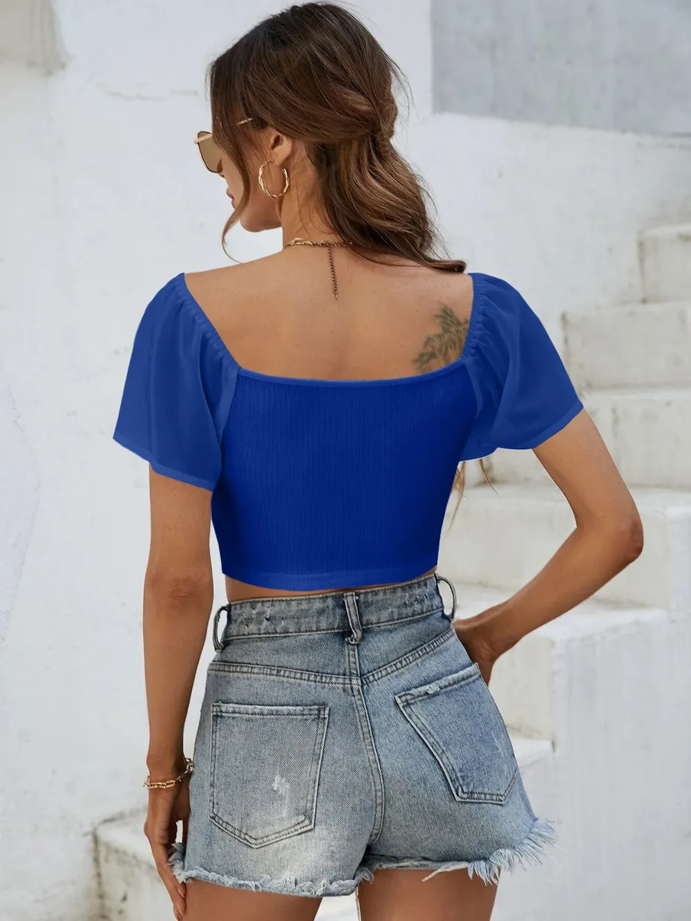 Drawstring Short Sleeve Crop Top, image 26