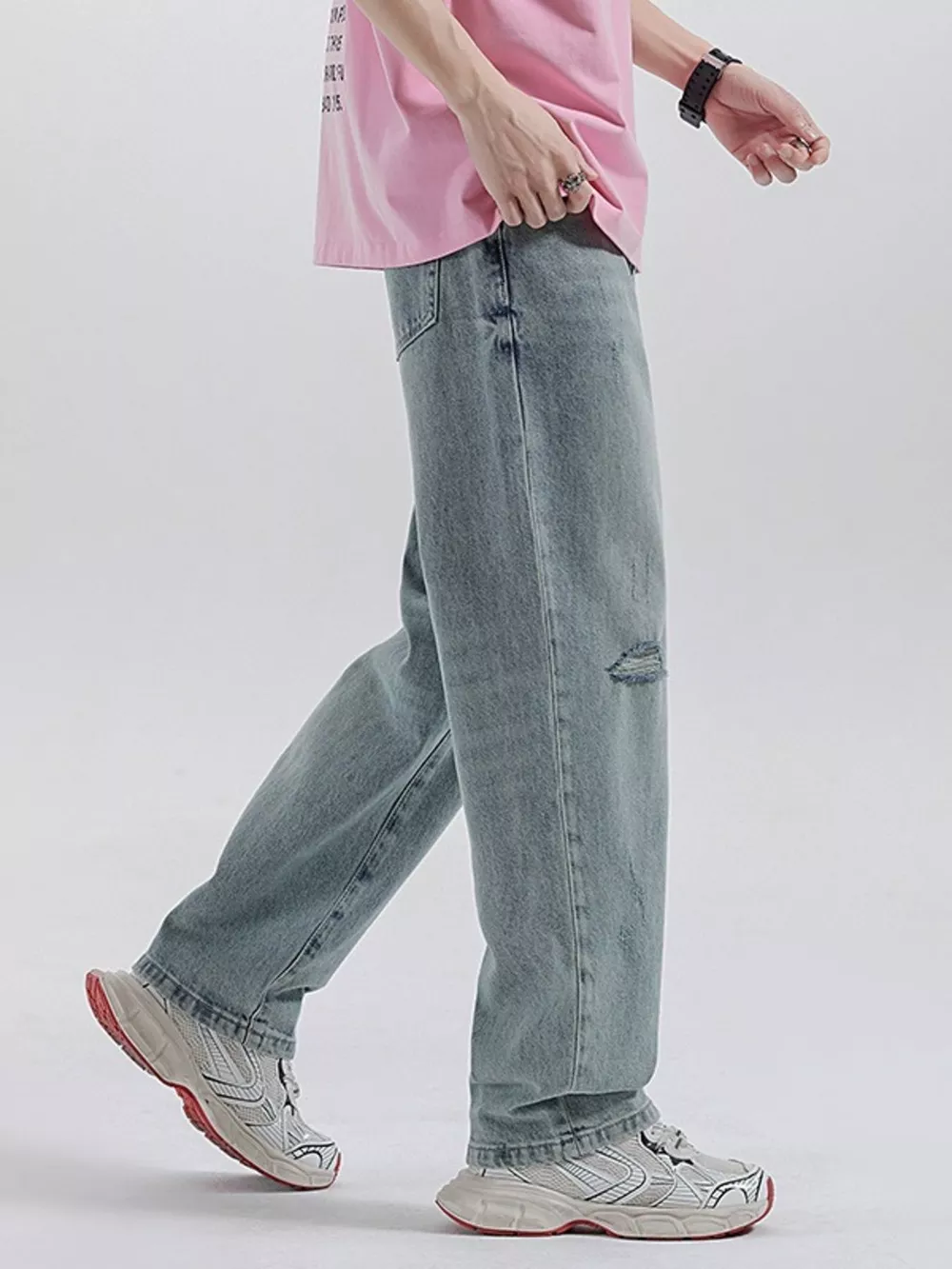 Men's Distressed Wide Leg Jeans, image 4