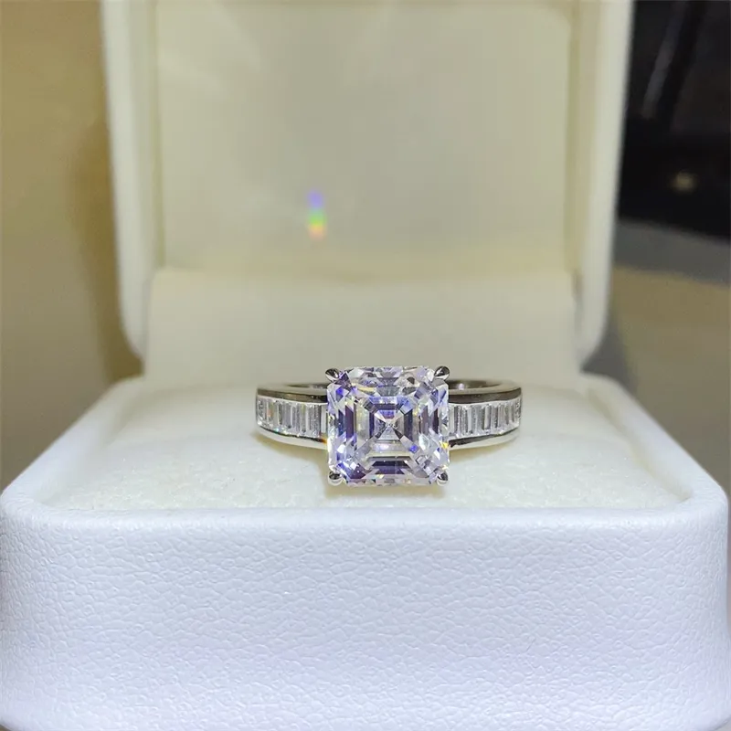 3 Carat Moissanite 925 Sterling Silver Square Shape Ring, image 2