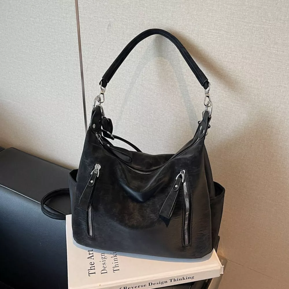 Multi-Zipper Casual Shoulder Bag, image 5