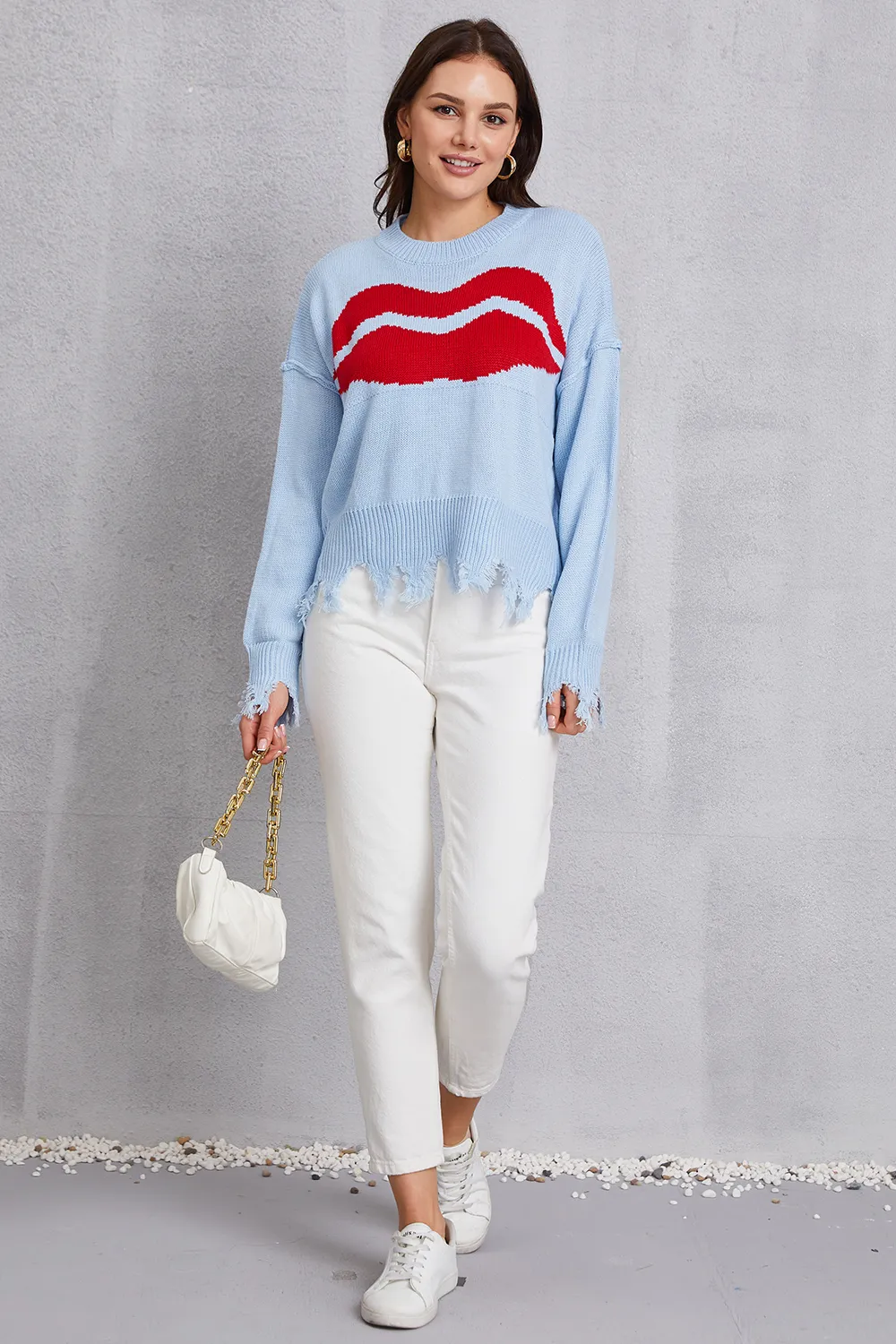 Lip Fringe Round Neck Sweater, image 10