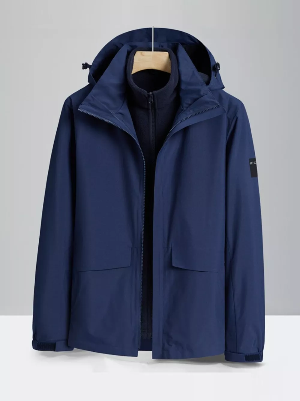 Men's Plus Size Zip Up Waterproof Hooded Jacket, image 2