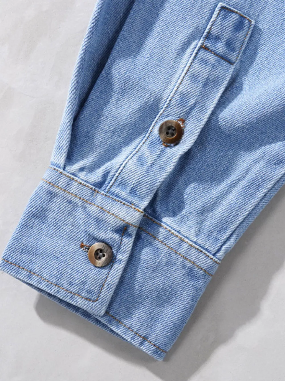 Men's Plus Size Button Up Long Sleeve Denim Shirt, image 7