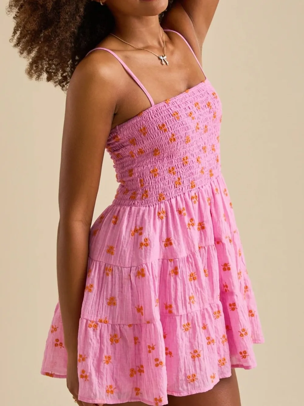 Floral Smocked Tiered Mini Cami Dress, image 2