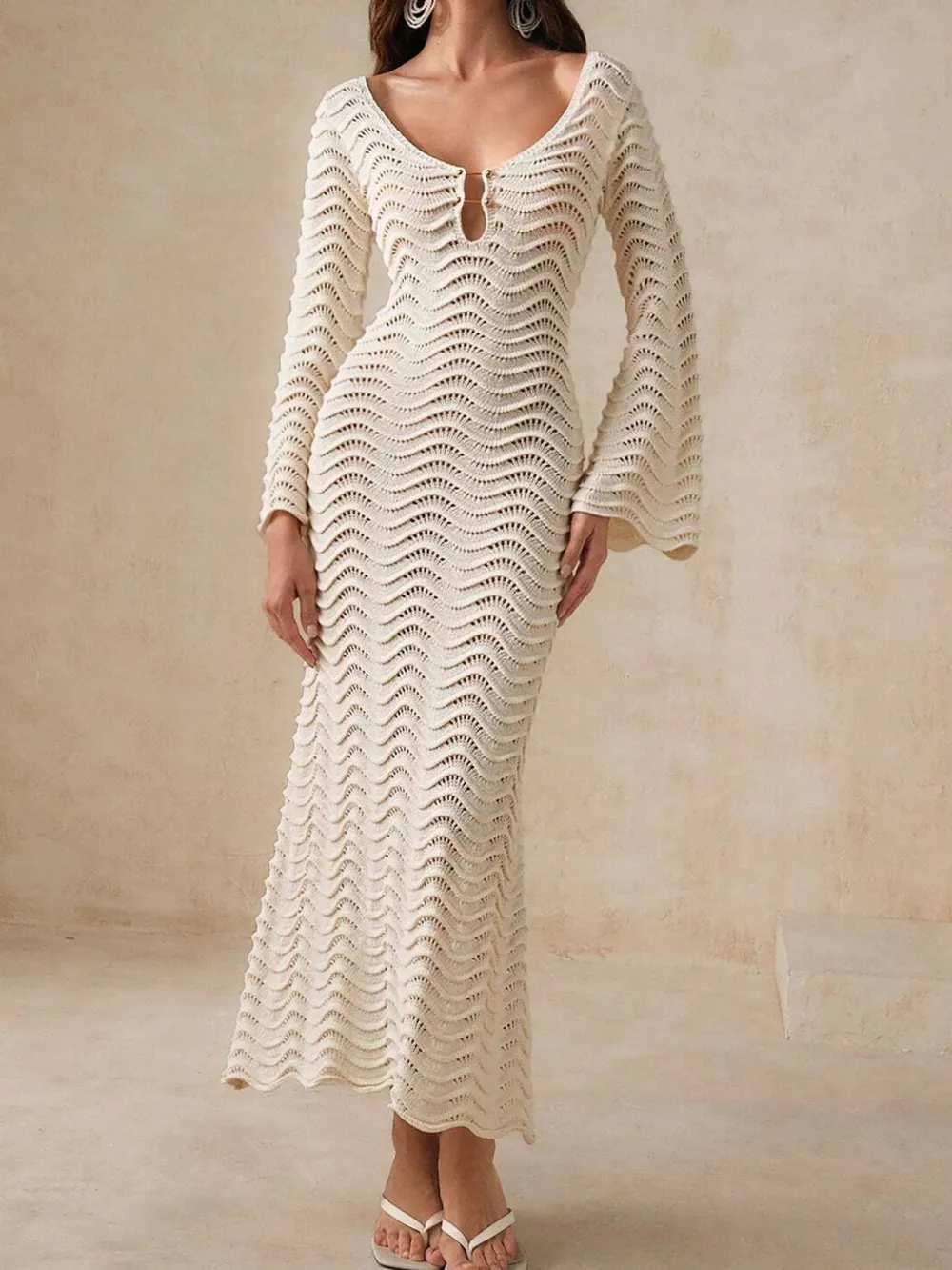 Wave Openwork Crochet Maxi Knit Dress, image 9