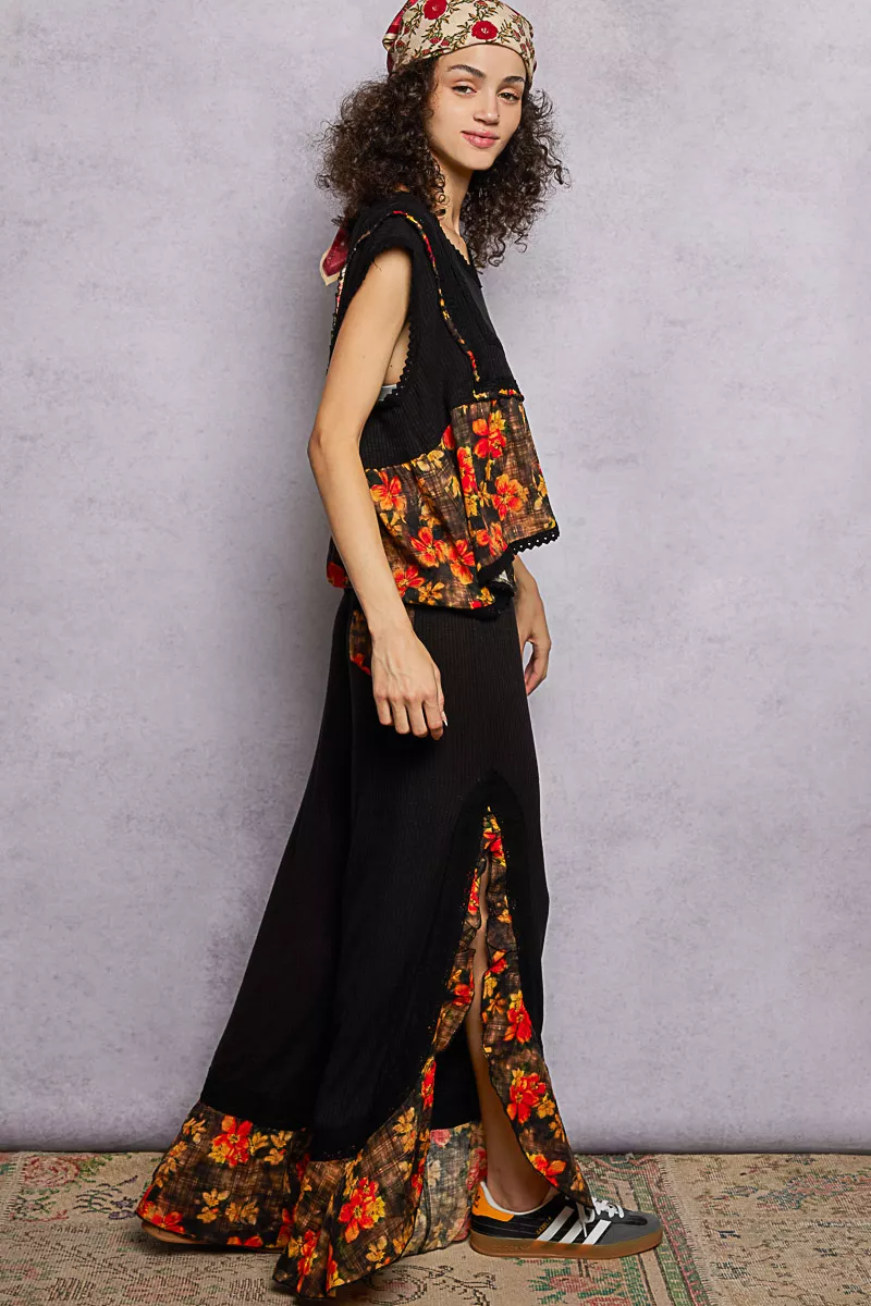 Lace Detail Floral Cropped Ruffled Top, image 5