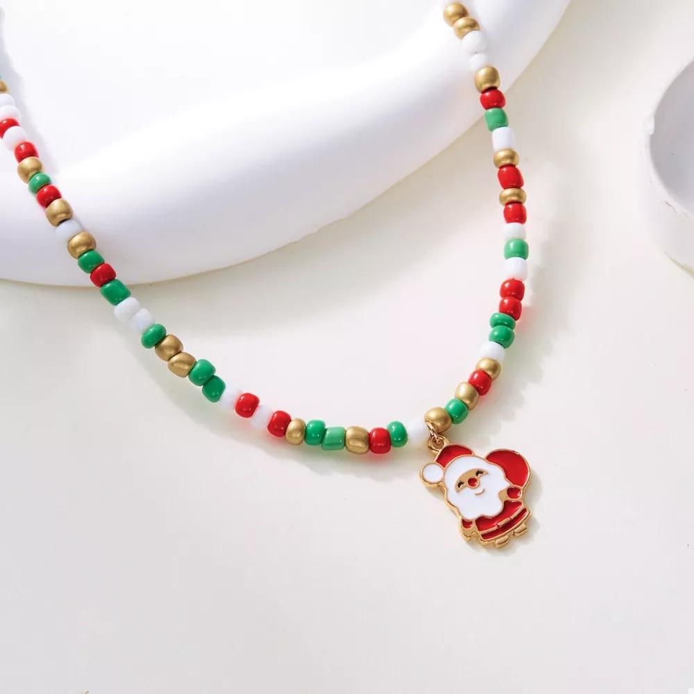 Christmas Themed Beaded Pendant Necklace, image 5