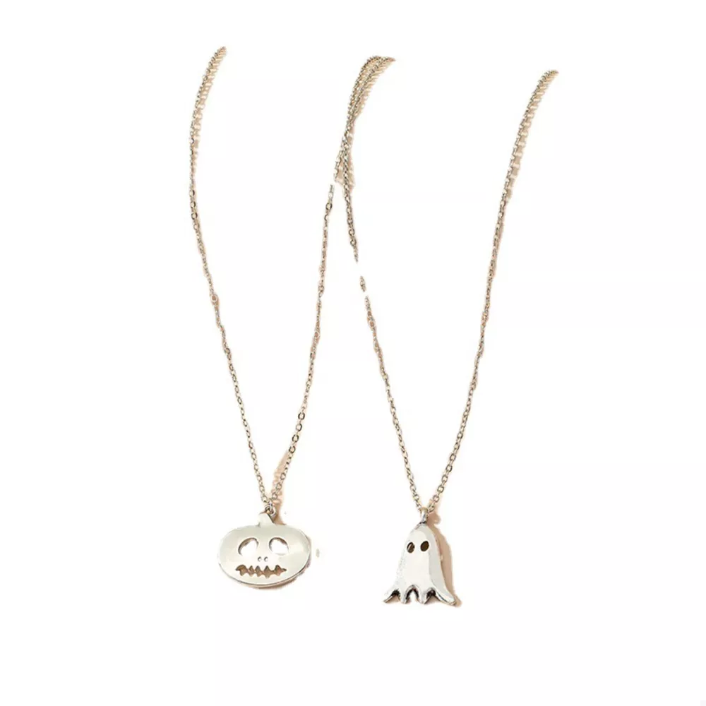2 Piece Halloween Ghost & Pumpkin Pendant Necklace, image 4