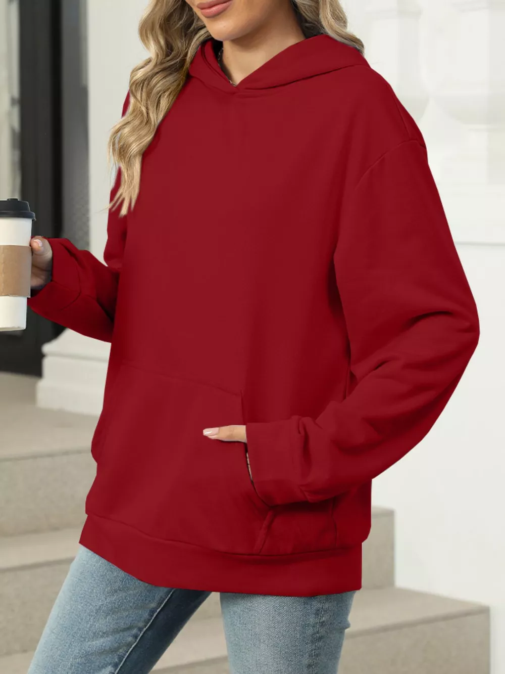 Kangaroo Pocket Long Sleeve Hoodie, image 26