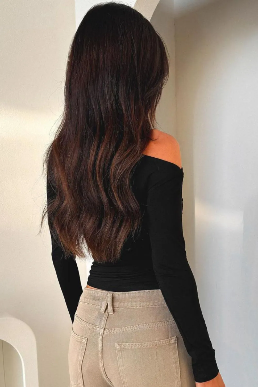 Single Shoulder Long Sleeve T-Shirt, image 6