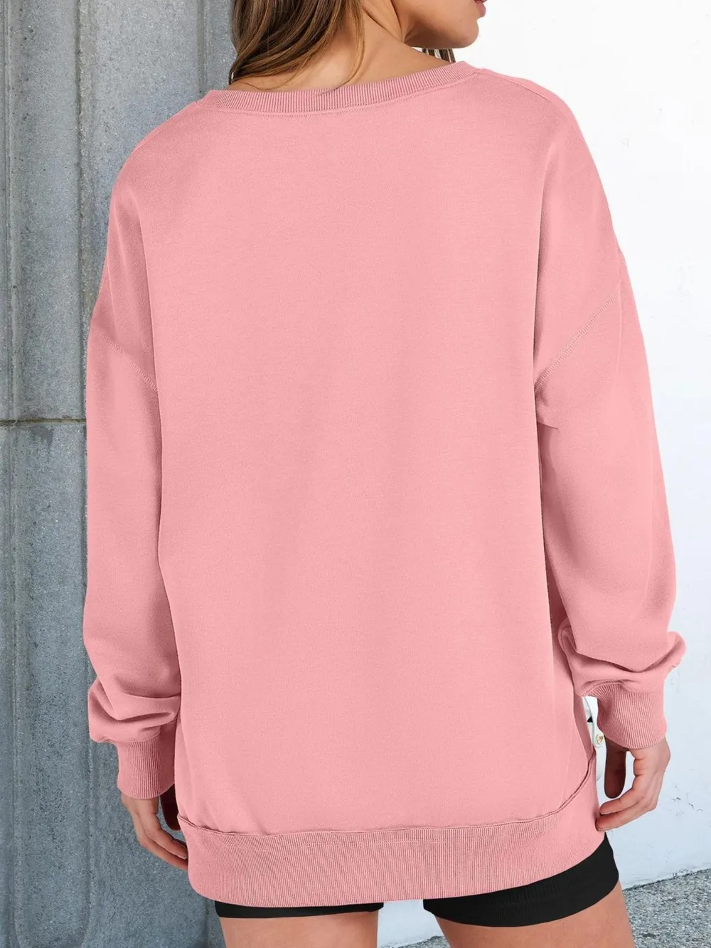 Notched Long Sleeve Oversized Sweatshirt, image 14