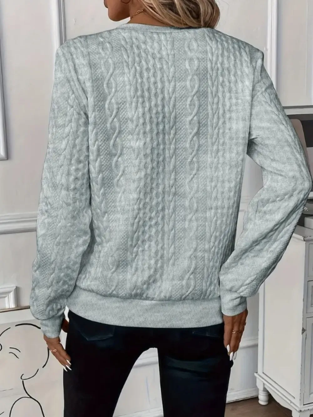 Texture Half Zip Long Sleeve Sweatshirt, image 13