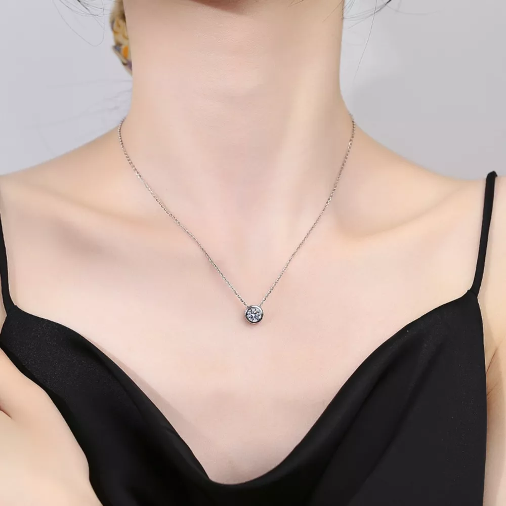 1 Carat Moissanite 925 Sterling Silver Pendant Necklace, image 4