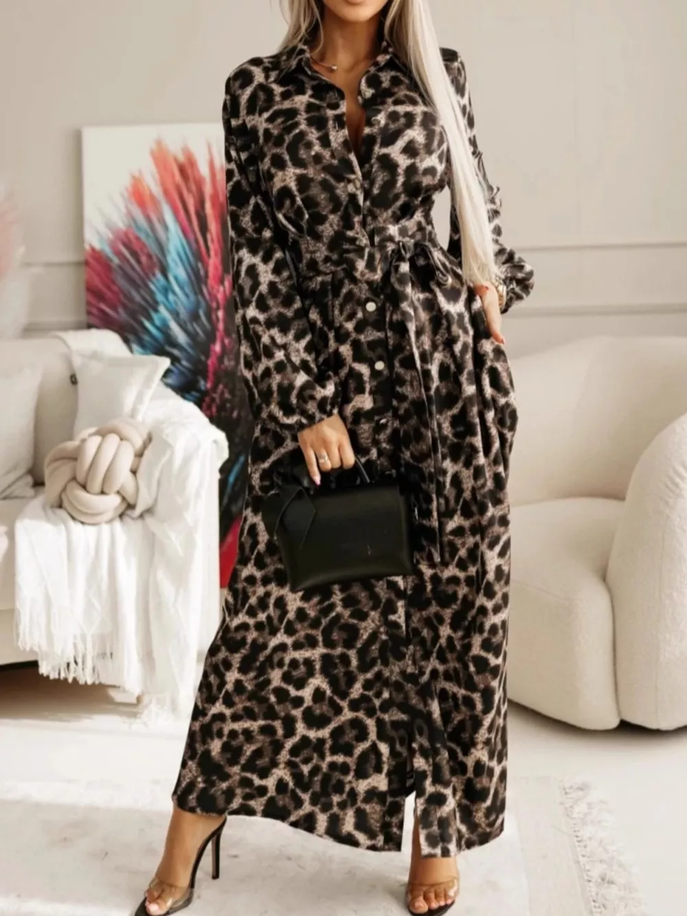 Long Sleeve Maxi Shirt Dress, image 14
