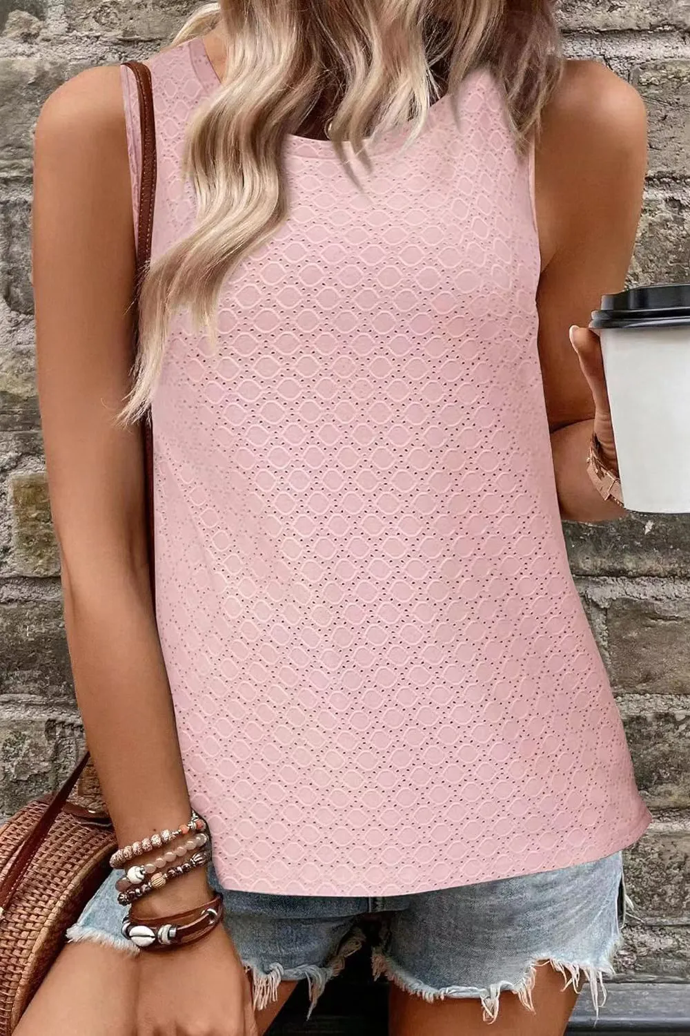 Eyelet Round Neck Tank, image 10