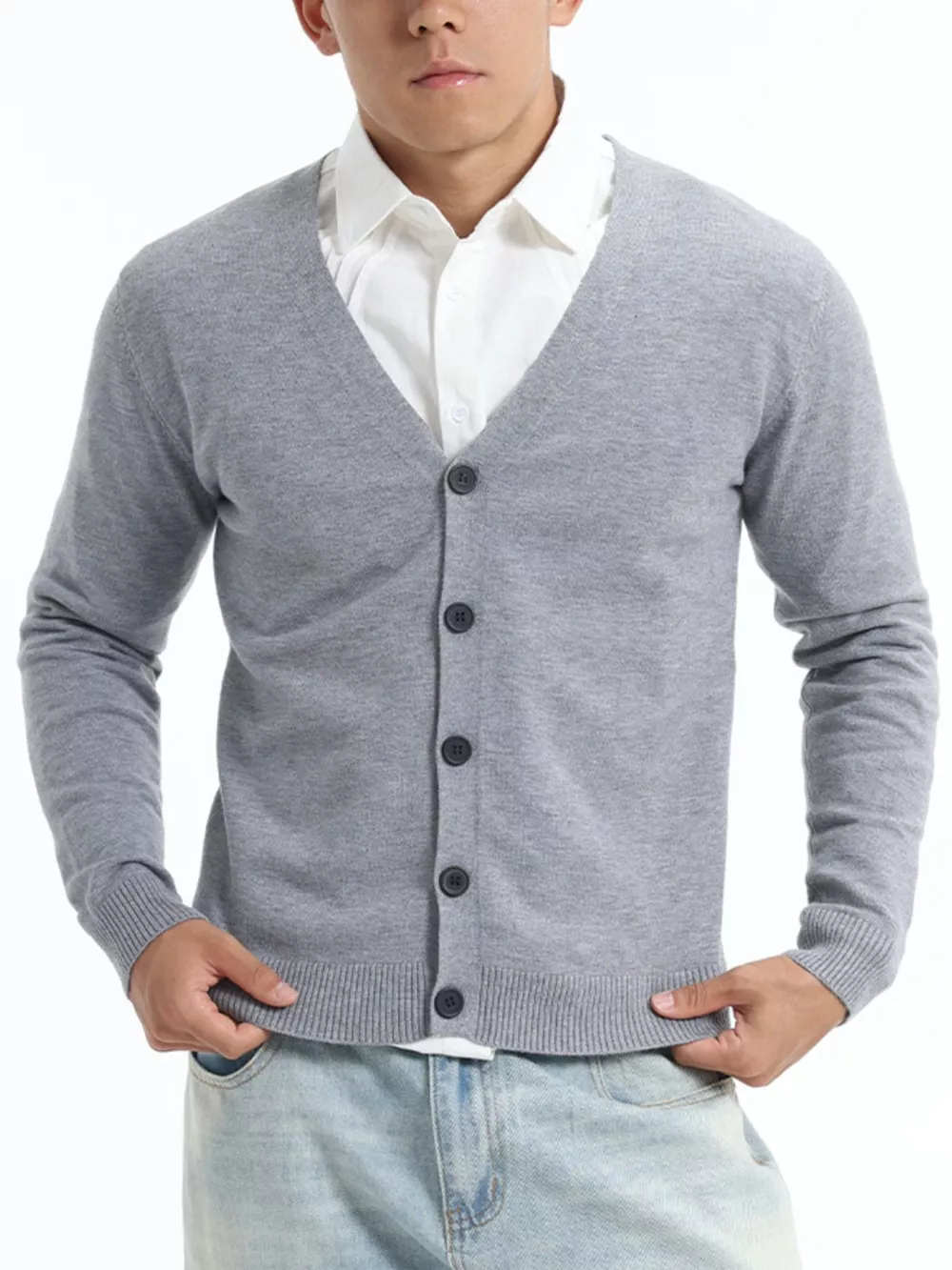 Men's Plus Size Button-Down Knit Cardigan, image 5