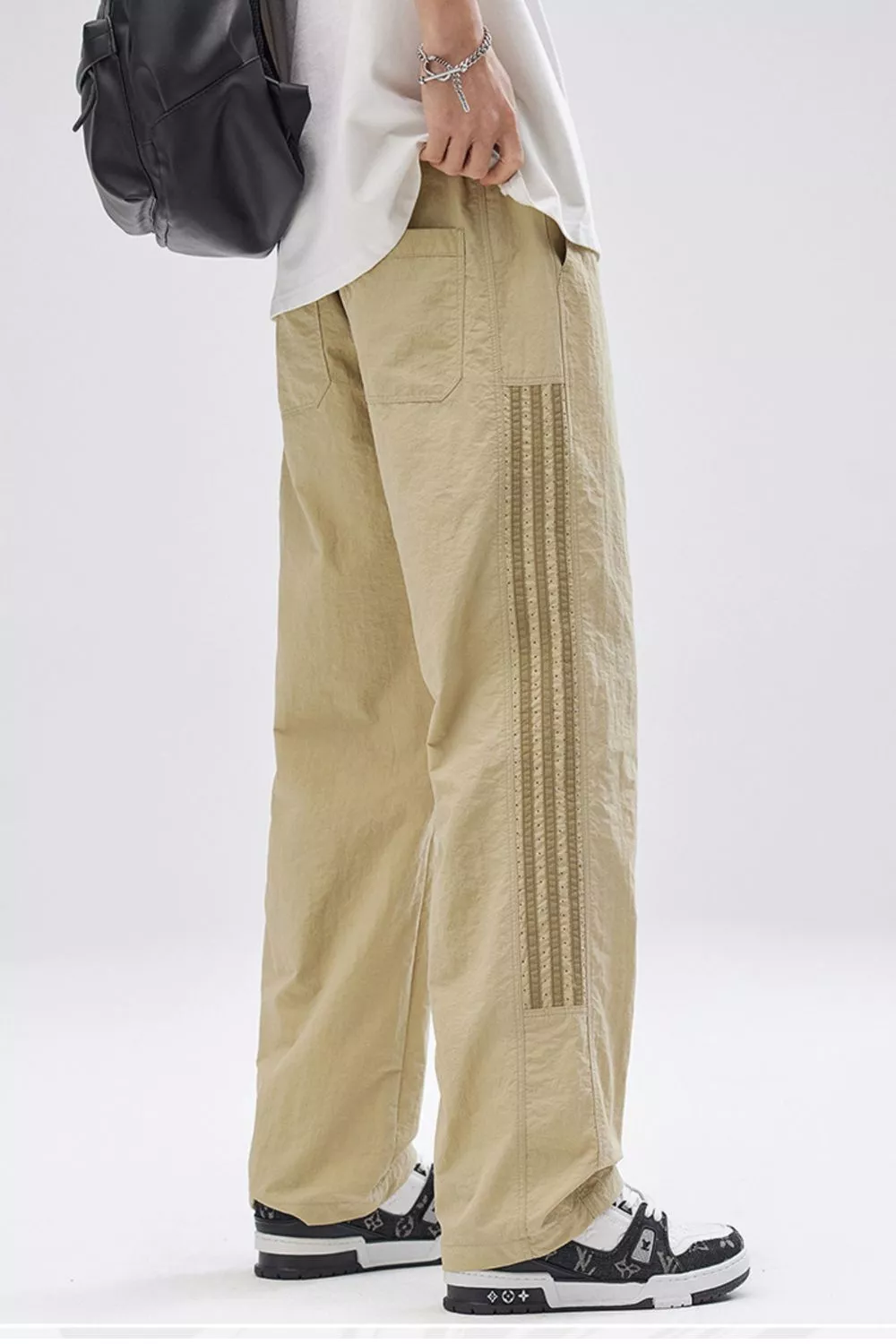 Men's Full Size Striped Casual Wide Leg Pants Plus Size, image 5