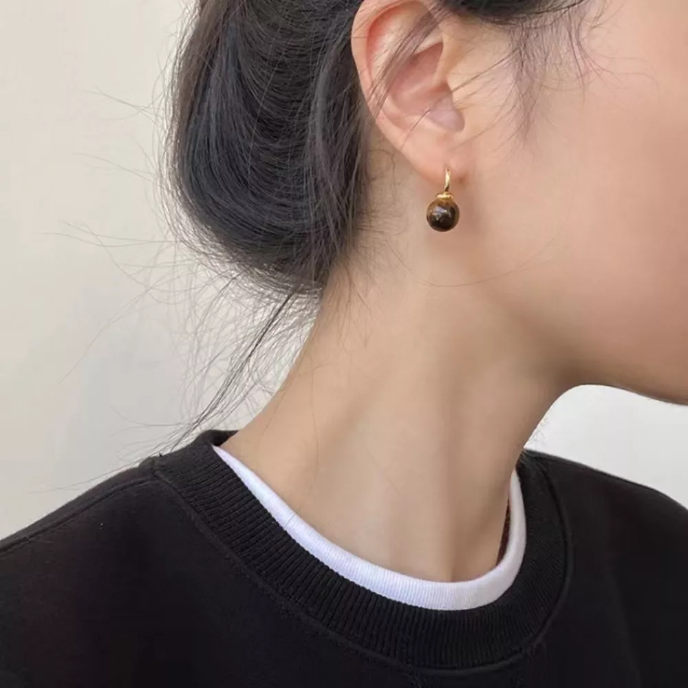 Tiger Eye Ball Drop Earrings, image 4